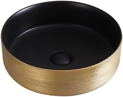 ALONI Turo Waskom met Reliëf – 36x12 cm – Goud/Mat Zwart