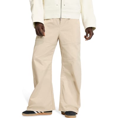 Adidas Premium Essentials Wide Trousers Broeken Heren - Beige - Maat S - Katoen Jersey