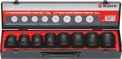 Wurth - 3/4 inch krachtdopsleutel set 8-delig - 3/4 inch krachtdopsleutel set 8-delig x 1 st