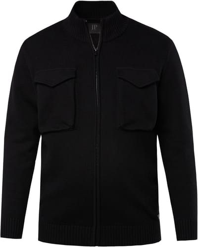 JP 1880 - Heren - Vest klepzakken opstaande kraag rits - Zwart - Maat L