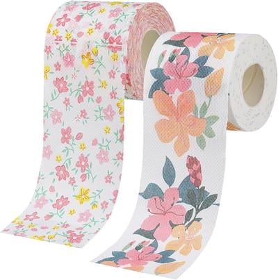 Toiletpapier Rollen - Zacht Papier - Dagelijks Gebruik - Bloemenpatroon Design - 10.5 x 10.5 cm - Wit