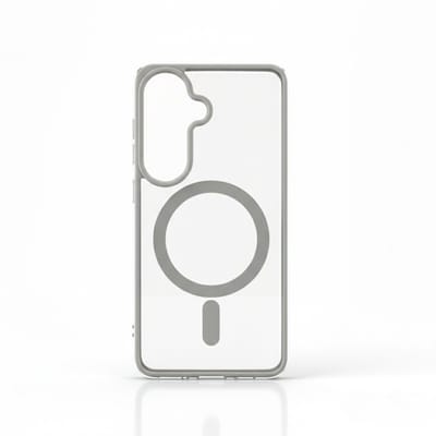 Hoesje Geschikt voor Samsung Galaxy S26 - Grijs - Casemania Magnetisch Bumper Back Cover Geschikt voor MagSafe - Zachte TPU Rand en Krasbestendige Transparante Achterkant Back Cover