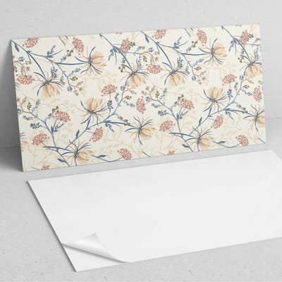 Coloray Wandpanelen Zelfklevend - Bloemenpatroon op de achtergrond PVC Wandpaneel - 100 cm x 50 cm - Romig Wandbekleding Zelfklevend - 1 stuk - Bloemen en planten Wandpanelen Zelfklevend - Wandpanelen Keuken - Wandpaneel Badkamer