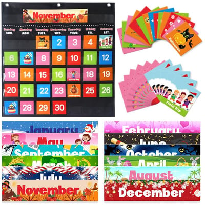 Vroegschoolse Kalender Hangzak Lesmiddel Kalender Pocketschema Kaart Maand Vakantie Datum Klaslokaal Slaapkamer Leerspeelgoed
