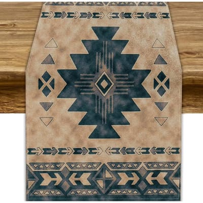 Zuidwestelijke Boho Azteekse Etnische Linnen Tafel Runner Commode Sjaal Tafel Decoratie Herbruikbaar Keuken Eettafel Runner Feest Decoratie 150x33cm black
