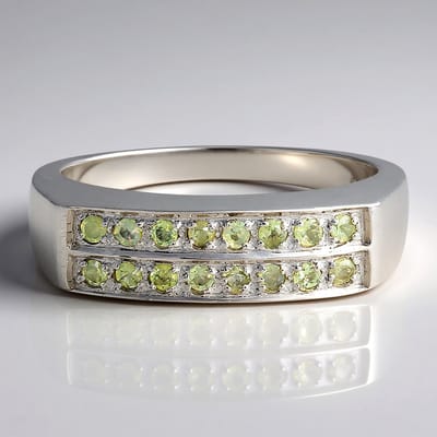 Cavill - Zilveren Unisex Ring - 925 Sterling Zilver - 16 Ronde Indiase Alexandrieten 0,23 ct - Modern Pavé Design - Luxe Elegant Sieraad - Maat 17