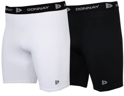 2-Pack Donnay - Compressie Short - Thermo/Sportshort (15cm) - Heren - White/Black (997) - maat S