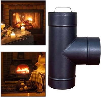 Kachelpijp Tee - Schoorsteenbocht Uitloop - Afvoer Ventilatie - Met Uitneembare Kap - 6 Inch - Zwart