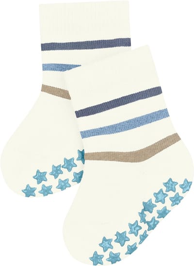 FALKE Multi Stripe Noppen op de zool katoen huissokken baby wit - maat 62-68