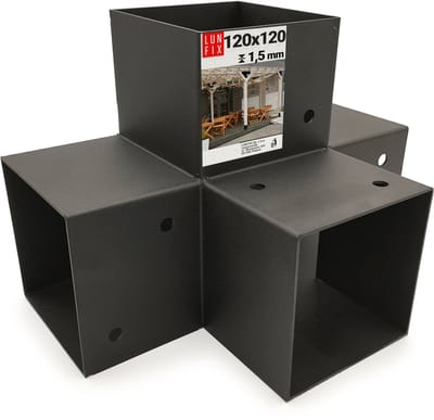 LUN FIX - Postverbinder - 90° - 122x266x326x2 - Eckverbinder - Balkenverbinder