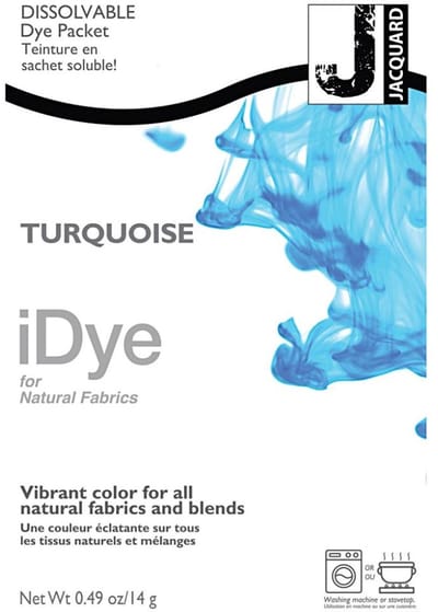 iDye Textielverf Turquoise - Kledingverf - Stoffenverf - Voor Katoen Zijde Linnen en Rayon - 14 gram