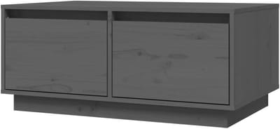 Massief houten tafel - Bijzettafel laden - Woonkamer opbergen - Twee ruime laden - 80x50x35 cm - Grijs