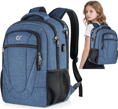 Wishdor Laptoprugzak 17.3 Inch - Anti-Diefstal Vak en USB Poort - Waterafstotend - Denim Blauw - 49x36x20 cm