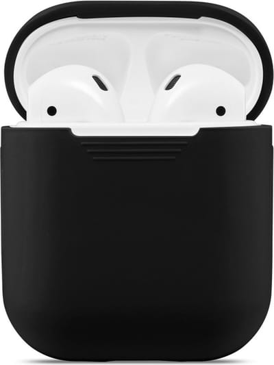 Peachy Soft Silicone hoesje geschikt voor Apple AirPods Case - Zwart
