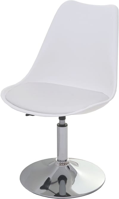 Set van 2 draaistoelen Malmö T501, keukenstoel, in hoogte verstelbaar, kunstleer ~ wit, voet chroom