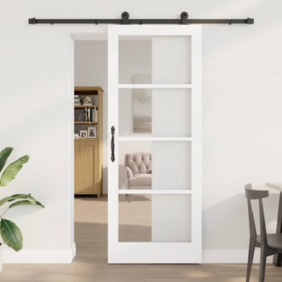 vidaXL - Schuifdeur - ORKDAL - 83 - x - 211 - cm - Massief - grenenhout - en - glas