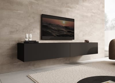 Meubella - TV-Meubel Palm - Mat zwart - 200 cm