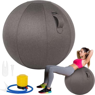 Ergonomische ballonstoel voor kantoor en yoga, maat 65 cm, antislip, met wasbare hoes