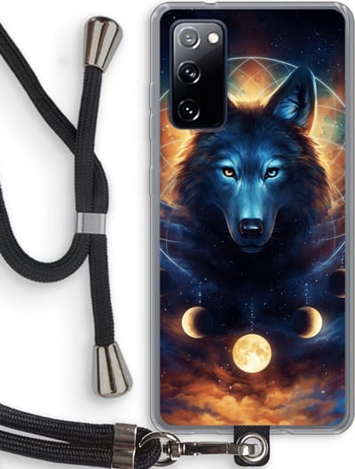 Case Company® - Hoesje met koord geschikt voor Samsung Galaxy S20 FE / S20 FE 5G hoesje met Koord - Wolf Dreamcatcher - Telefoonhoesje met Zwart Koord - Bescherming aan alle Kanten en Over de Schermrand
