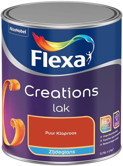 Flexa - Creations Lak Zijdeglans - Puur Klaproos - Mengverf - 750 Ml