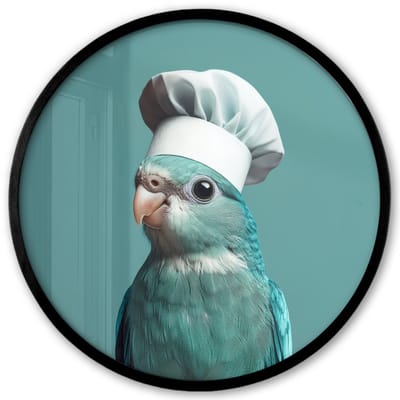 Poster in lijst Rond - Fotolijst 40x40 cm - Posters - Parkiet - Vogel - Koksmuts - Cute - Ronde posterlijst zwart - Decoratie - Wanddecoratie woonkamer - Muurdecoratie slaapkamer