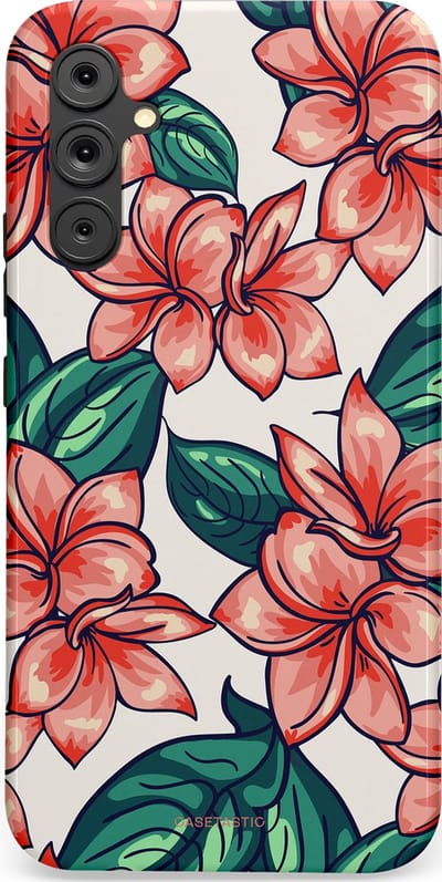 Casetastic hoesje geschikt voor Samsung Galaxy A34 (2023) 5G - Dubbellaagse bescherming - Bloemenparadijs - Fashion Case - Petrol Koraal Perzik Wit