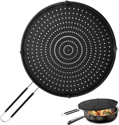 Splatter Koekenpan met Vet Spatbescherming - Hittebestendige Siliconen Spatscherm voor Koken en Afwasmachinevriendelijk
