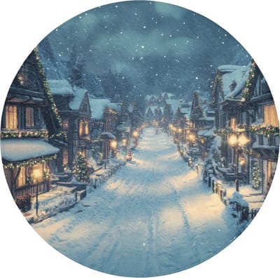 Badmat rond 70x70 cm - Antislip - Kerstdorp - Kerst - Sneeuw - Winter - Badmatten voor badkamer - Badkamermat - Douchemat - Ronde badkamer mat