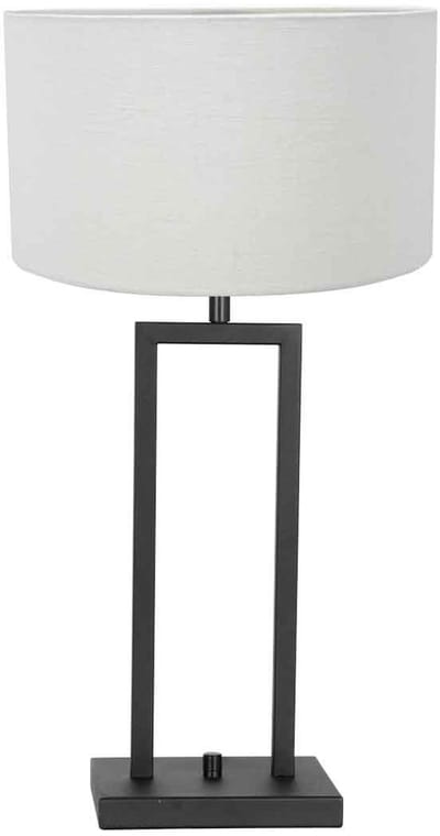 Zwarte Tafellamp Stang 8211ZW van Steinhauer, met metalen voet en textielen kap, verstelbare hoogte, modern design voor binnengebruik