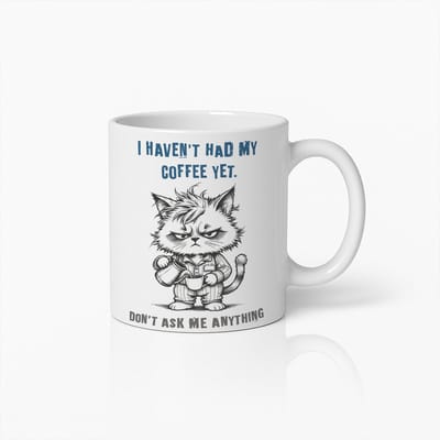 Chagrijnige Kat Koffiemok – “Ik heb mijn koffie nog niet gehad” Grappig Cadeau voor Katliefhebbers, Ochtendhumor Beker