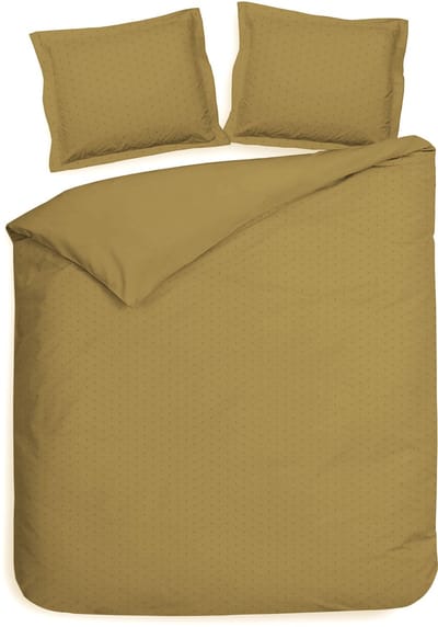 Heckettlane Dekbedovertrek Punto - Bedlinnen met Stippen - 200x200-220 cm - Tweepersoons - Goud - Dekbedovertrek van 100% Katoen-Satijn