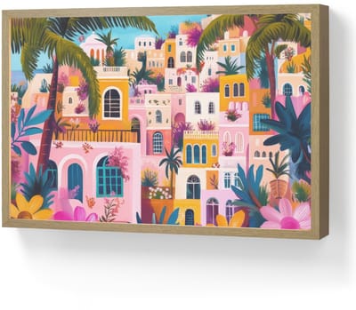 Wandlamp 60x40 cm - Oplaadbaar - Kleurrijk - Roze - Oranje - Geel - Bloemen - Wandlampen binnen woonkamer - Slaapkamer lamp - Decoratieve nachtlamp - Vloerlamp draadloos