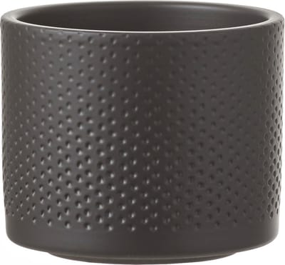 Mica Decorations Bloempot - antraciet - relief - keramiek - D12 x H10 cm - plantenpotten binnen
