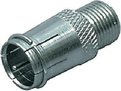 Coax-Adapter F F-Male Quick - F-Connector Female Zilver