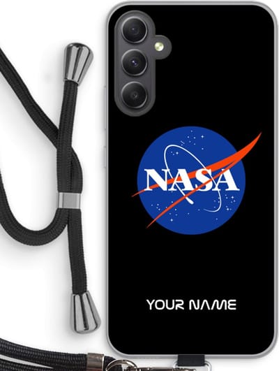Gepersonaliseerd - Case Company® - Hoesje met koord geschikt voor Samsung Galaxy A34 hoesje met Koord - NASA - Telefoonhoesje met Zwart Koord - Bescherming aan alle Kanten en Over de Schermrand