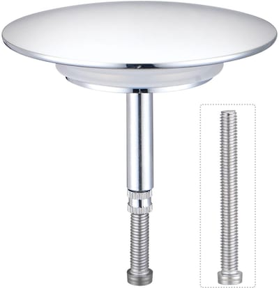 Dailygoods- Badstop Verchroomd - Universele Afvoerstop - Hoogteverstelbaar - Diameter 72 mm - Dubbele Afdichting - Koper en Chroom Afwerking - Afvoerplug