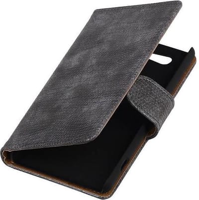 Hagedis Bookstyle Wallet Case Hoesje Geschikt voor Sony Xperia Z4 Compact Grijs