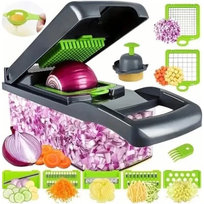 14/16 in 1 Multifunctionele Groentesnijder Handvat Voedselrasp Voedselhakker Groentesnijder Blokjessnijder Keukenartikelen cocina black