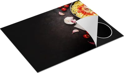 Chefcare Inductie Beschermer Spaghetti met Groentes en Wijn - 77x59 cm - Afdekplaat Inductie - Kookplaat Beschermer - Inductie Mat