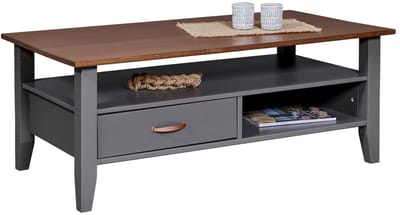 Salontafel Luzerna | 115 x 45 x 60 | Met lade en opbergplaats | Kleur: Grijs - Interlink - Rechthoekige salontafels - Grijs - Spaanplaat - Rechthoekige salontafels -