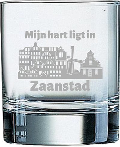 Gegraveerde Whiskeyglas 20cl Zaanstad