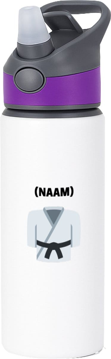 Hacebo® - Karate met eigen naam waterfles met rietje paars - Sport - Karateka - Sport - water fles - 650ML