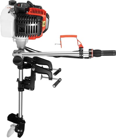 Buitenboordmotor - 2-takt motor - Vissen en varen - Luchtgekoeld CDI systeem - 52cc 2.3pk - Zilver en rood