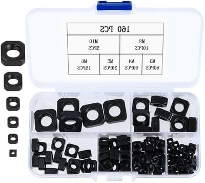 160 Stuks Vierkante RVS Moeren - M3, M4, M5, M6, M8, M10 Draadmoeren, Insteekmoeren en Schroefmoeren voor Diverse Toepassingen