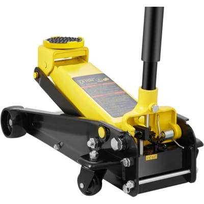 VEVOR 3-tons low-profile rolkrik, hoogwaardige stalen racekrik met enkelzuiger-snelhefpomp, krikhefbereik 13-50 cm, geel