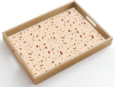 Dienblad hout 50x35 cm - Schootdienblad - Terrazzo - Patroon - Kleurrijk - Steen - Borrelplank rechthoek - Plateau dienbladen