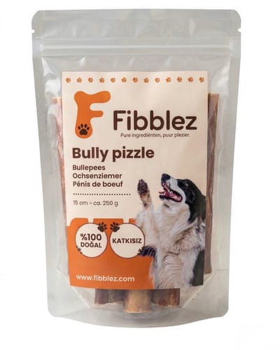 Fibblez – Bullepees Jumbo voor Honden 250g – 100% Natuurlijk Rund – Gedroogde Hondensnack – Kauwproduct
