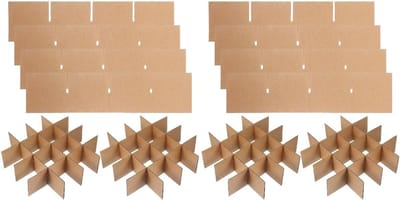 Verhuisdozen Verdelers - Kartonnen Scheidingswanden - Beschermend Verpakken - 16 Kubus Compartimenten - 335cm Set - Natuurlijk Karton