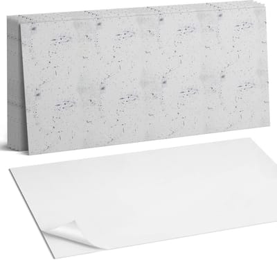 Coloray Plaktegels - Ruwe betontextuur Wandtegel Zelfklevend - 60 cm x 30 cm - Wit Plaktegels - 6 stuks - Rechthoek PVC Tegels - Plaktegels Keuken - Zelfklevende Vloertegels Badkamer - Vinyl Tegels - Zelfklevende Wandtegels