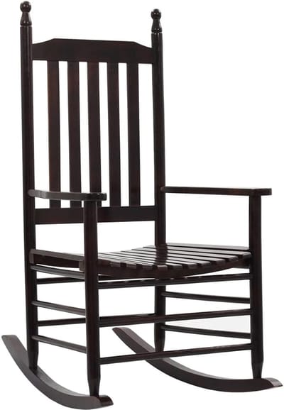 Schommelstoel Massief Hout - Houten Stoel - Buiten Ontspannen - Gebogen Zitting - 114 cm Breed - Bruin